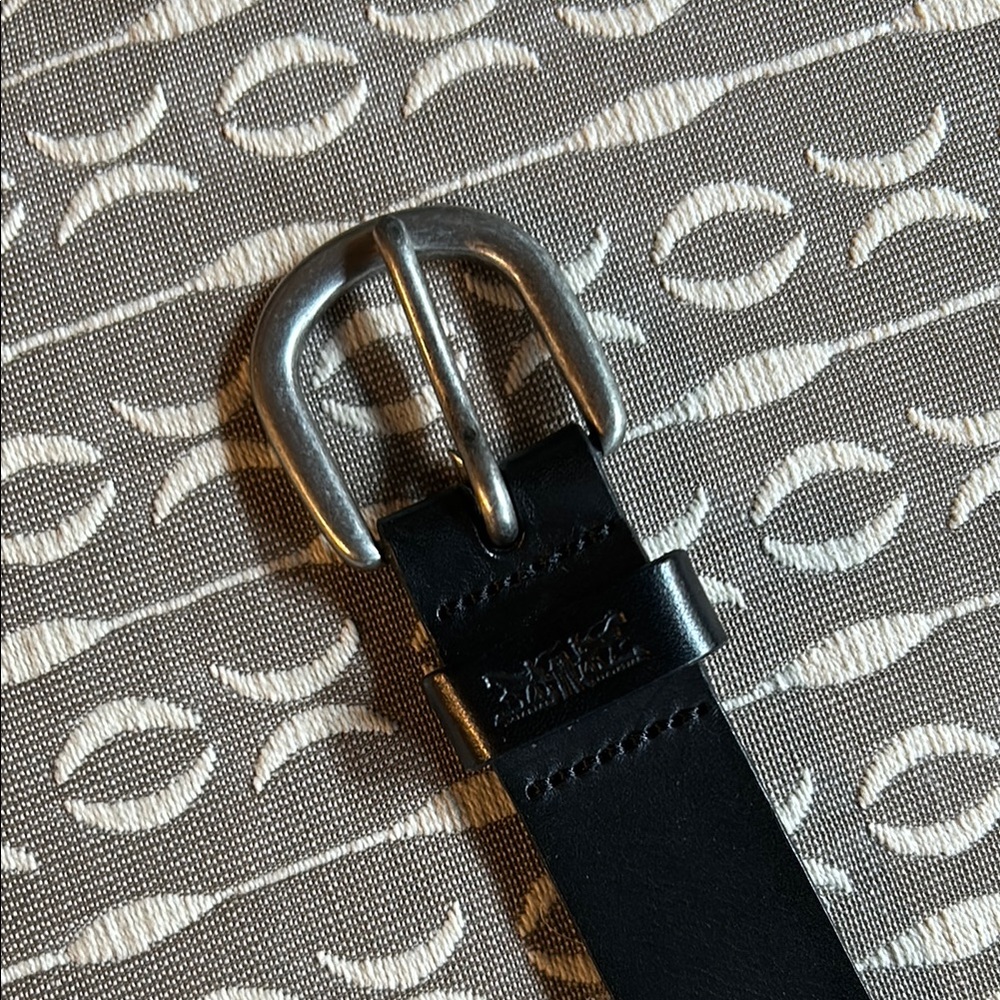 Levi’s Black Leather Belt with Silver Buckle